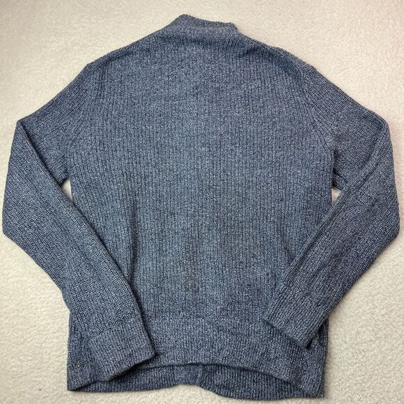 J. Crew Sweater Mens Medium Gray Cable Knit Cardigan Mock Neck Fisherman - Picture 9 of 12